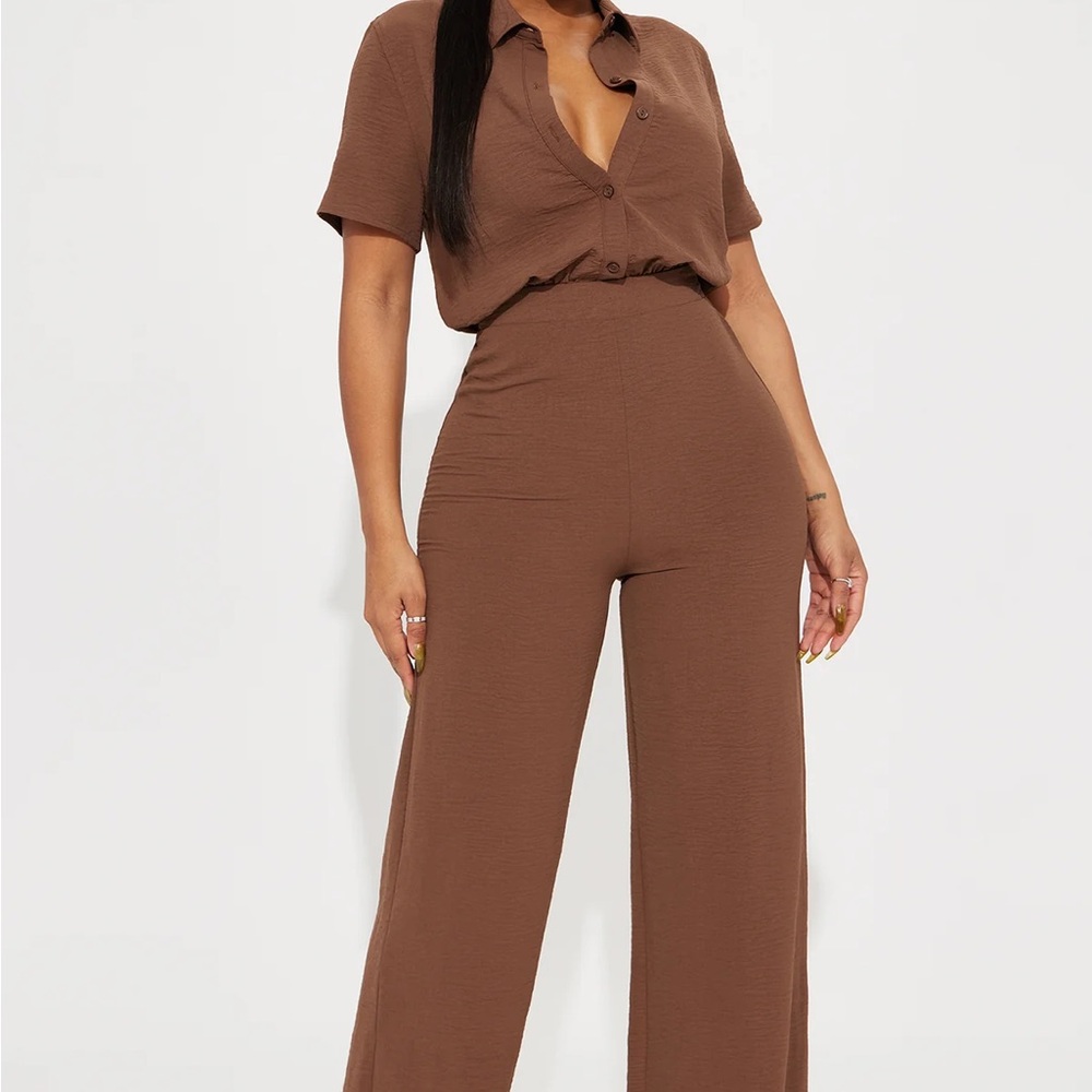 Makenzie Short Sleeve Jumpsuit - Chocolate